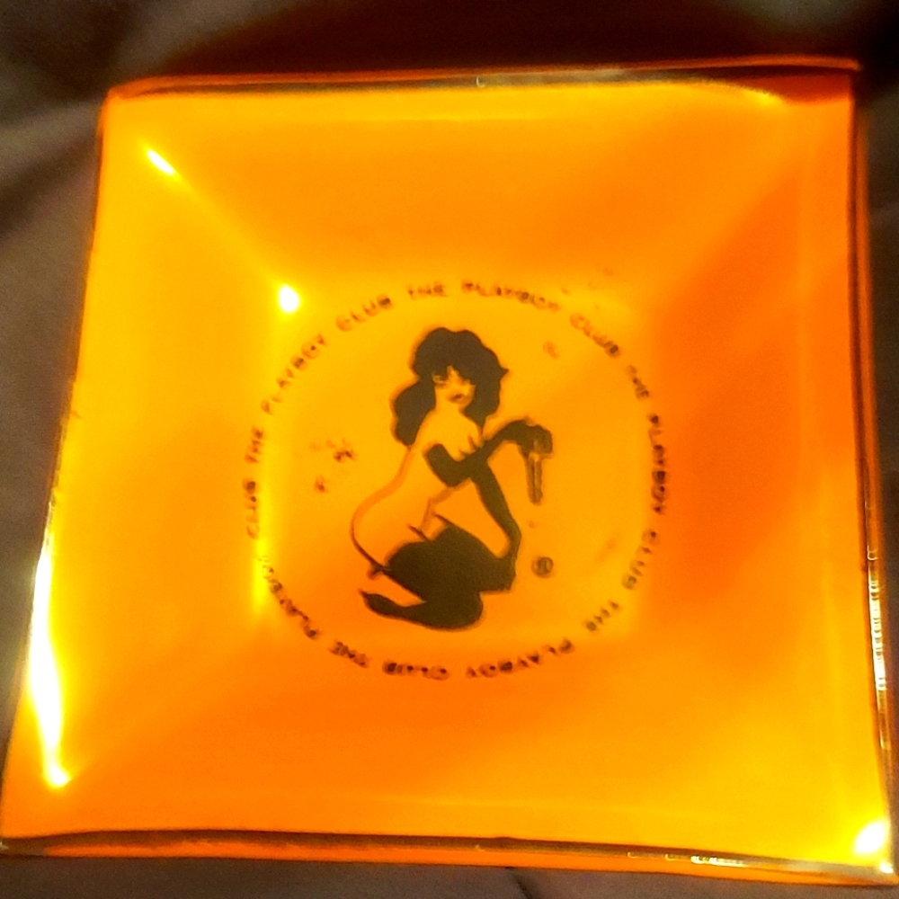 Vintage playboy club glass ashtray. Retro 60s / 70s Americana decor
